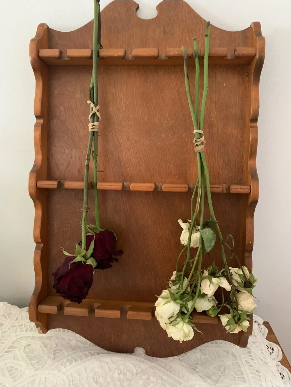 Vintage Wooden Spoon Rack Jewelry Rack 18 Slots Cottagecore Grannycore